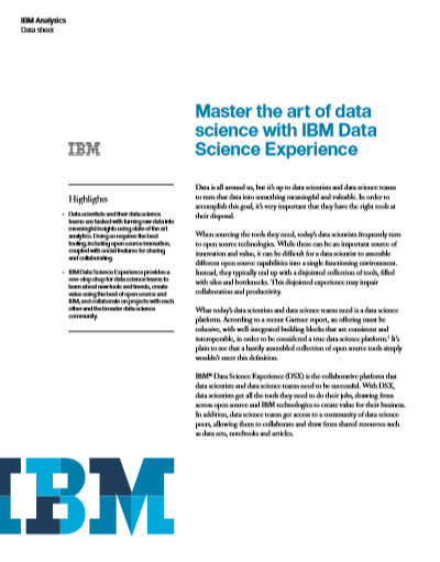 Master the art of data science with IBM Data Science Experience