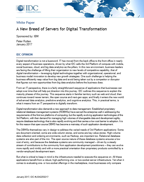 A New Breed of Servers for Digital Transformation